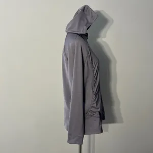 Salomon Hoodie Jacket Women Large Gray Ruched Full Zip Hiking Running Athleisure thumbnail 8