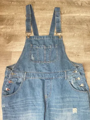 City Chic Mid Wash Distressed Denim Overalls Sz S/16 New without tags thumbnail 4