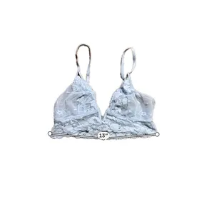 Aerie Light Blue Floral Lace Bralette V-Neck Mesh Adjustable Straps‎ Small thumbnail 3