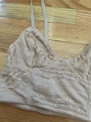 Intimately Free People Cream Blush Lace Wireless Bralette XS Romantic Dainty thumbnail 2