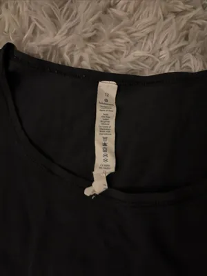 lululemon athletica Black Short Sleeve Drawstring Hem open shoulder Tee thumbnail 2