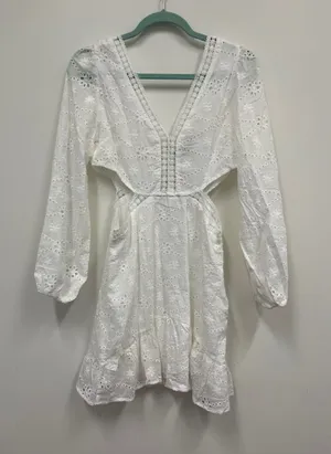 New with Tags Wicked AF side cut out white eyelet lace dress size L thumbnail 1