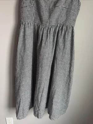 Quince Gingham 100% European Linen Fit & Flare Midi Dress Large thumbnail 6