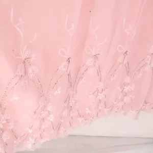 Vintage 70s Pink Floral Embroidered Sequin Maxi Dress Womens Size L Princess thumbnail 12