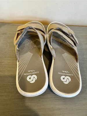 Cloudsteppers by Clark Sandals Adjustable beige brown‎ Slide Women's Sz 6 thumbnail 4