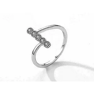 Women's Bezel Set Simulated Diamond Platinum Plated S925 Rhodium Ring, Size 5‎ thumbnail 2