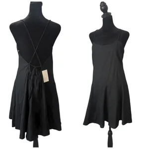 Coquette‎ Balletcore Strappy Backless Skater Mini Dress Womens M Black NEW thumbnail 2