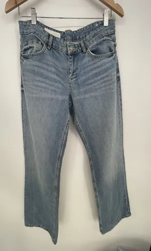 Zara Jeans Womens Size 6 Blue High Rise Straight Leg Distressed Denim Q0011‎ thumbnail 1
