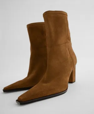 suede tan camel heeled ancle boots heels thumbnail 1