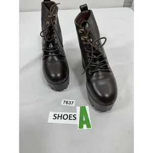 Womans New Lace Up Chunky Platform Ankle Boots Size 8 Brown Lug Heel thumbnail 3