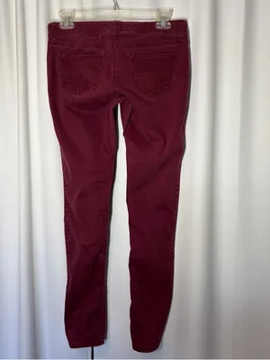 Hollister Jeans Womens 5R 27 Low Rise Skinny Pants Red Burgundy Stretch Y2K thumbnail 5
