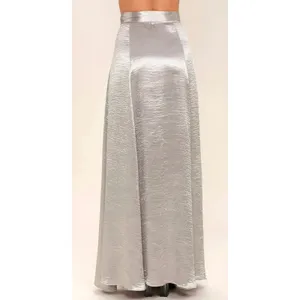 re:named Silver Metallic High Slit Maxi Wrap Skirt Small Evening Party size sm thumbnail 2