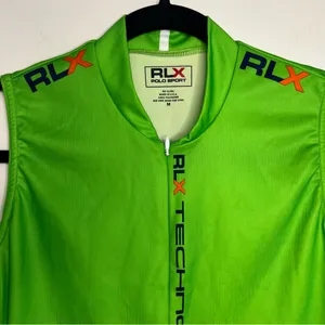 RLX Polo Sport Cycling Jersey M Green Sleeveless Tech Pockets‎ USA Made thumbnail 2