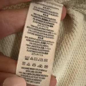 Free People Top Women L Newbie Thermal Alpine Henley Cuffs Cream Black thumbnail 8