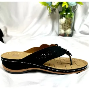 Lightweight Low Wedge Thong Sandals Black 10 thumbnail 13