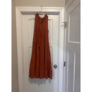 Entro Rust Orange Gauze Tie Neck Tiered Sleeveless Tank Boho Maxi Dress Small thumbnail 8