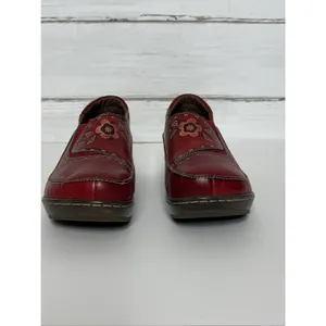 Spring Step L'Artiste Burbank Red Leather Floral Clogs Women EU 39 US 8 Wedge thumbnail 5
