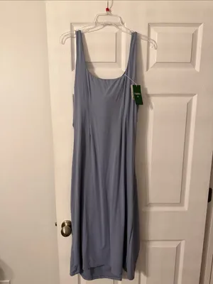 HALARA Sleeveless Draped Midi Dress in Dusty Blue Softlyzeto Airy length 39” thumbnail 3