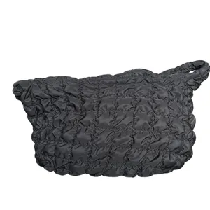 Black Quilted Puffer Shoulder Crossbody Hobo Bag thumbnail 6