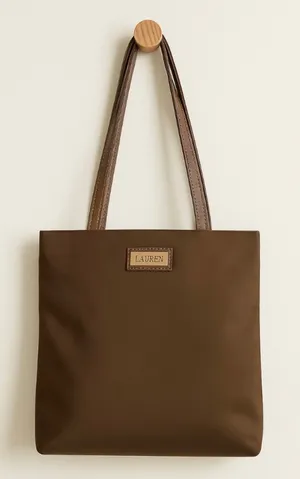 Ralph Lauren Chocolate Brown Nylon Mini Tote Shoulder Bag Classic Preppy Y2K thumbnail 1