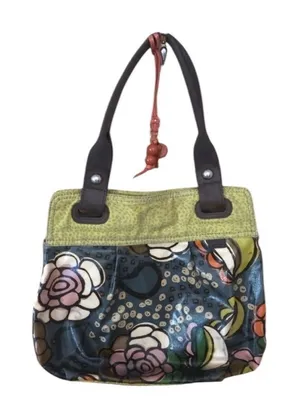 Fossil Large Wax Canvas Key-Per Shoulder Bag Tote Floral Print Pockets 15X14 thumbnail 1