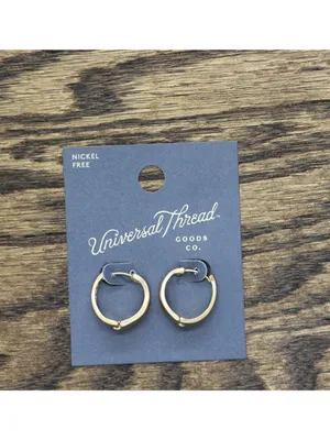 NWT Universal Thread Fashion Graduated Hoop Huggie Earrings Gold Yellow 1" thumbnail 4