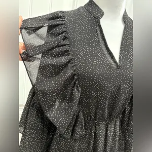 Women’s Dress Black Polka Dot Long Sleeve Bohemian Ruffle Size S thumbnail 5