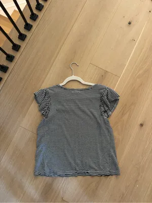 14th and Union Striped Black and White Ruffle Sleeve Top thumbnail 4