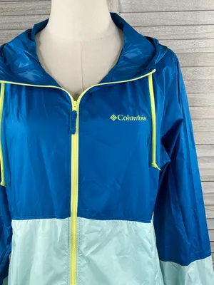 Windbreaker Lightweight Full Zip Blue Green Yellow-Medium thumbnail 1