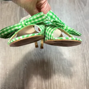 Catherine Vintage Women's Malandrino Green and White Gingham High Heels‎ Size 6 thumbnail 5