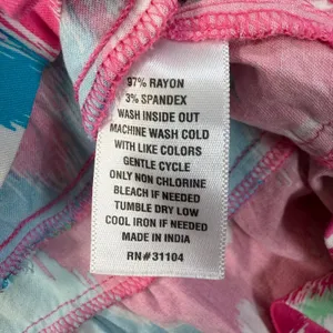 Crown & Ivy Women's Medium Ikat Tiered Ruffle V-Neck Sleeveless Dress Pink Blue thumbnail 6
