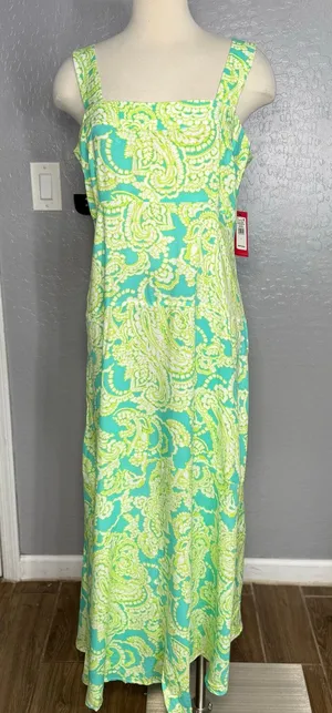 Vince Camuto Paisley Maxi Sundress, Lime Press, L thumbnail 1