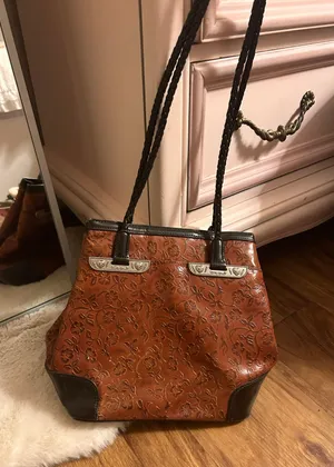 vintage brown floral patterned purse thumbnail 1
