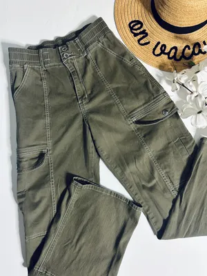 Y2K 90s Green Utility Cargo Pants Size 9/10 Stretch Military thumbnail 2
