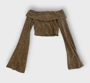 Off Shoulder Flounce Sleeve Crop Tee Size XS thumbnail 1