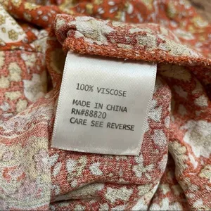 Rose & Thyme Orange Printed Blouse Peplum Hem Size Large Boho thumbnail 3
