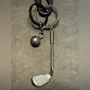 Nike Fuchsia Key Chain W/ Black Logo Patch w/ Silver Golf Club & Golf Ball NWOT thumbnail 4