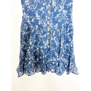 Free People Dance On The Blacktop Floral Mini Dress Size Large Blue Bohemian thumbnail 10
