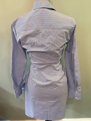 NWOT Abercrombie & Fitch Light Blue Pinstripe Long Sleeve Shirt Dress thumbnail 7