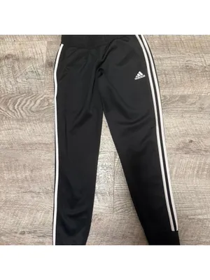 Adidas black track pants with white stripes sportswear thumbnail 2