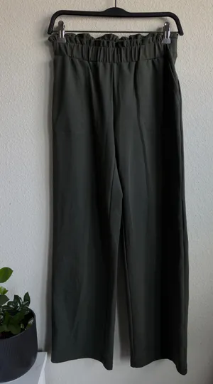 Joie XS Dark Green Straight Leg Pants Paperbag Waist thumbnail 3
