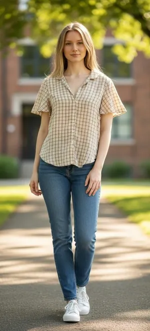 Abercrombie & Fitch Brown White Plaid Short Sleeve Button Front Blouse Size S thumbnail 1