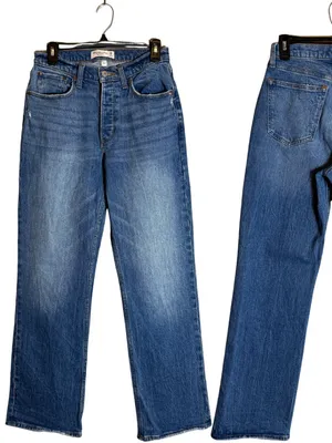 Abercrombie & Fitch Curve Love 90s Baggy Low Rise Denim Jeans Women's 25 0R Blue thumbnail 2