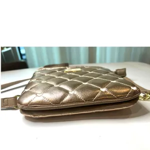 Luv Betsey Johnson rose gold quilted crossbody purse bag metallic hearts chain thumbnail 3