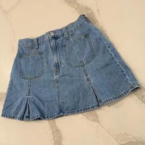 Madewell Pleated Denim A-Line Mini Skirt Women’s 27 Stilecroft Blue Wash Cotton thumbnail 6