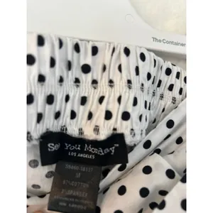 See You Monday Polka Dot Midi Skirt White Black Elastic‎ Waist Tie Belt Medium thumbnail 2
