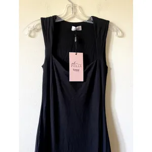 Oh Polly Ainslee Modal Square-Neck Bodycon Midi Dress in Black Size 6 thumbnail 5