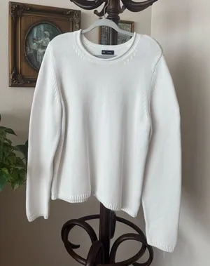 Gap Oversized White 100% Cotton Knit Sweater thumbnail 1
