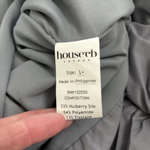House‎ of CB Mini Dress Womens L+ 10/12 Camille Grey Silk Cutout Ruched Sexy thumbnail 12