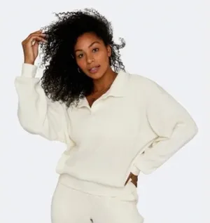 Set Active Waffle Longe Polo‎ Collared Pullover Sweatshirt Long Sleeve Blanc XL thumbnail 1